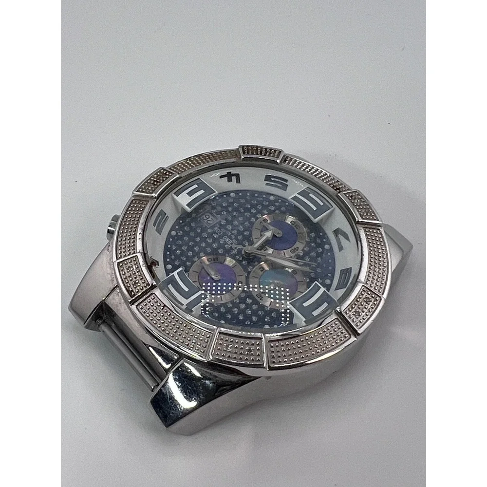 Techno Com KC Mens Chronograph‎ Watch Stainless Steel Rhinestone Accents NO BAND